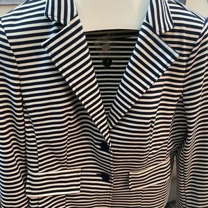 Navy and cream striped waist blazer